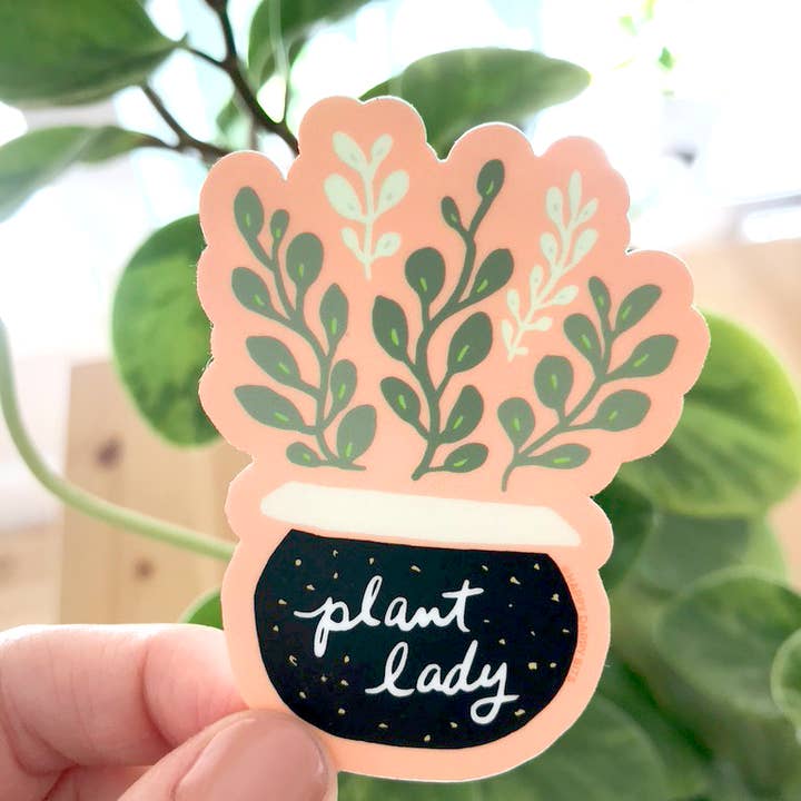 Plant Lady Sticker, Eco-friendly Waterproof Sticker for wholesale by Happy Dappy Bits