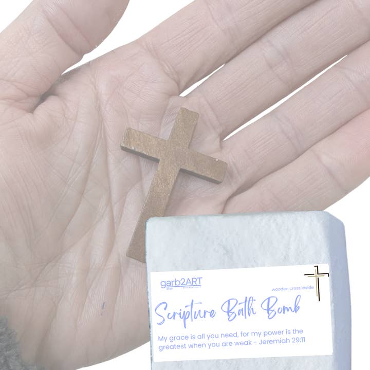 Scripture Bath Bomb | Jeremiah 29:11 (cross inside) for wholesale by garb2ART