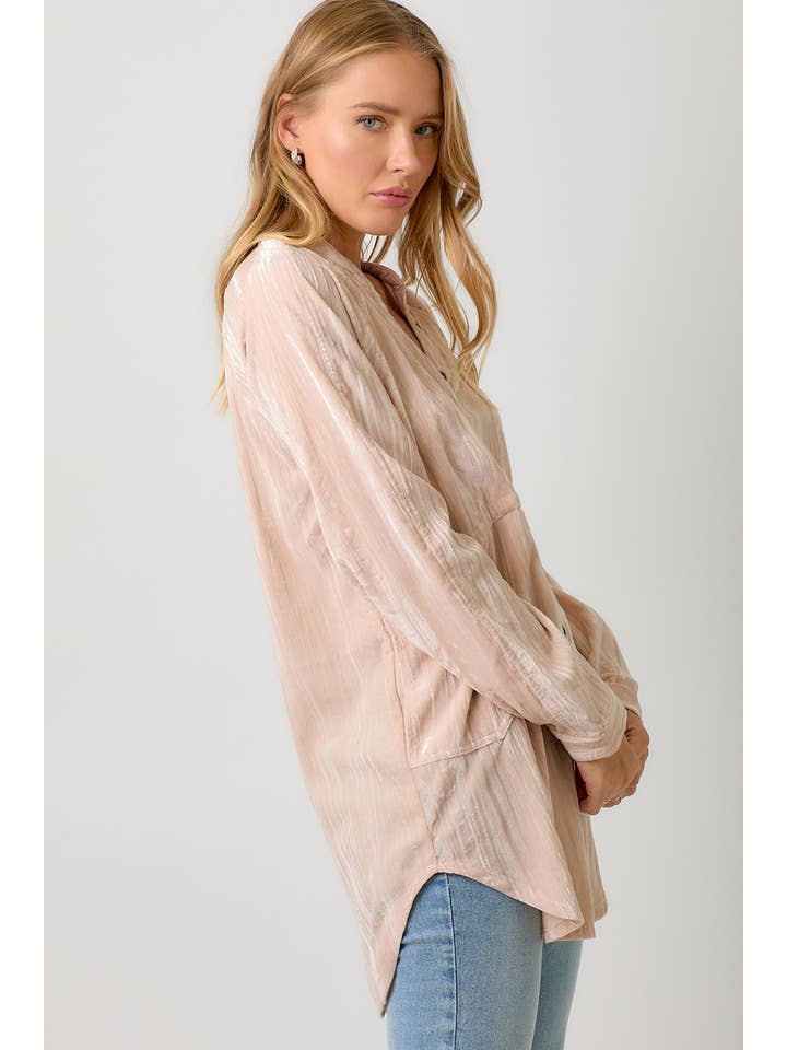 Mystree - Vendita all'ingrosso Camicia button down - Donna - 60901 Camicia in velluto con maniche raglan