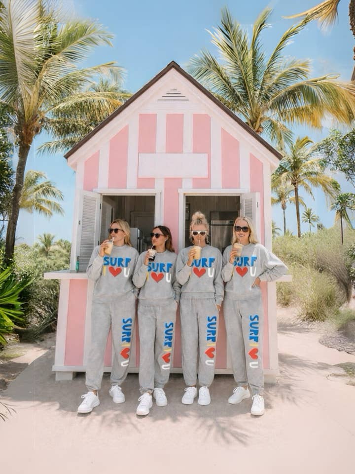 Surf I ♥ U Sweatsuit for wholesale by Cabana Club California