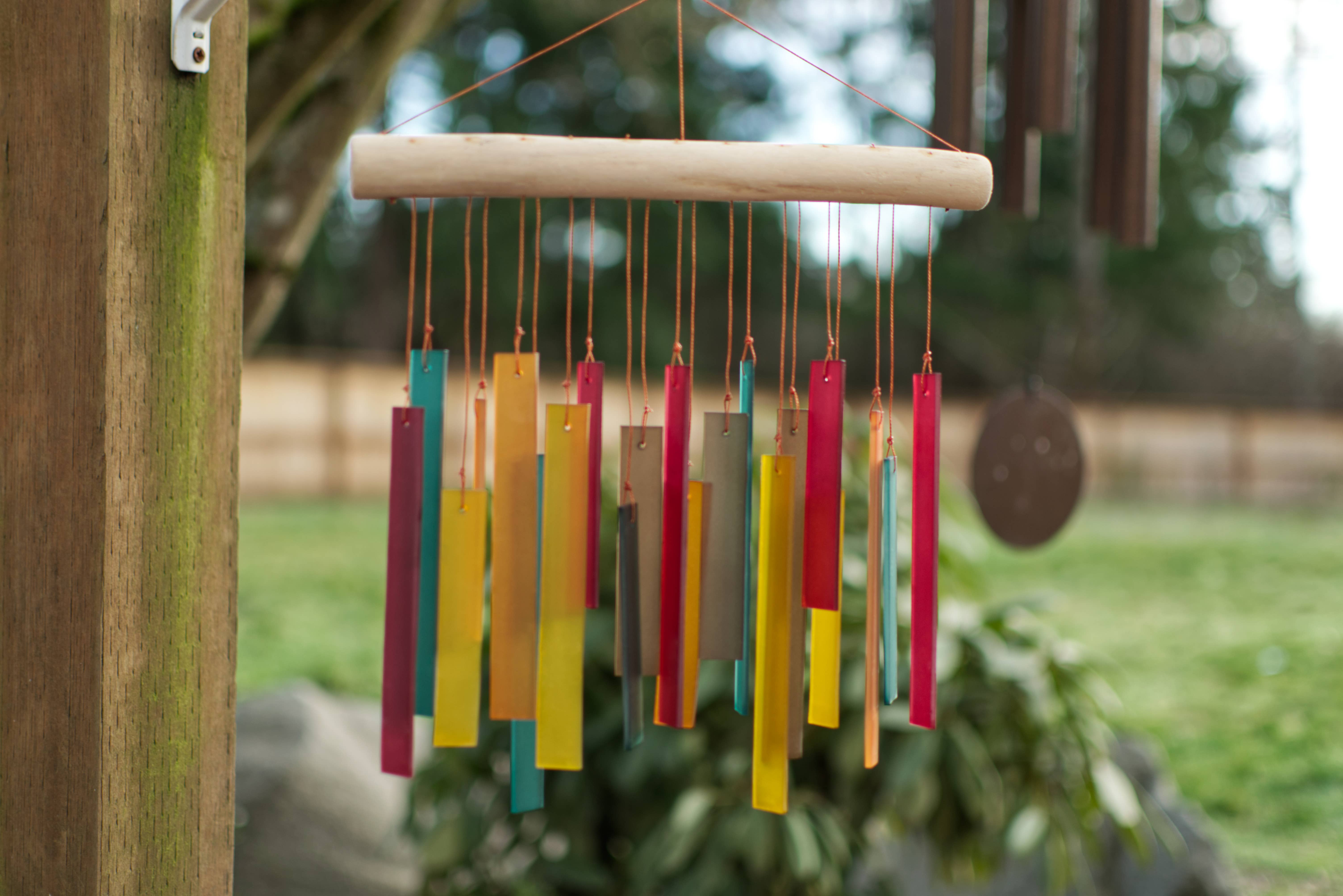 Cohasset Gifts - Wholesale Wind Chime - Glass Wind Chime - Tumbled Rectangle Design - Bodhi Colorway2