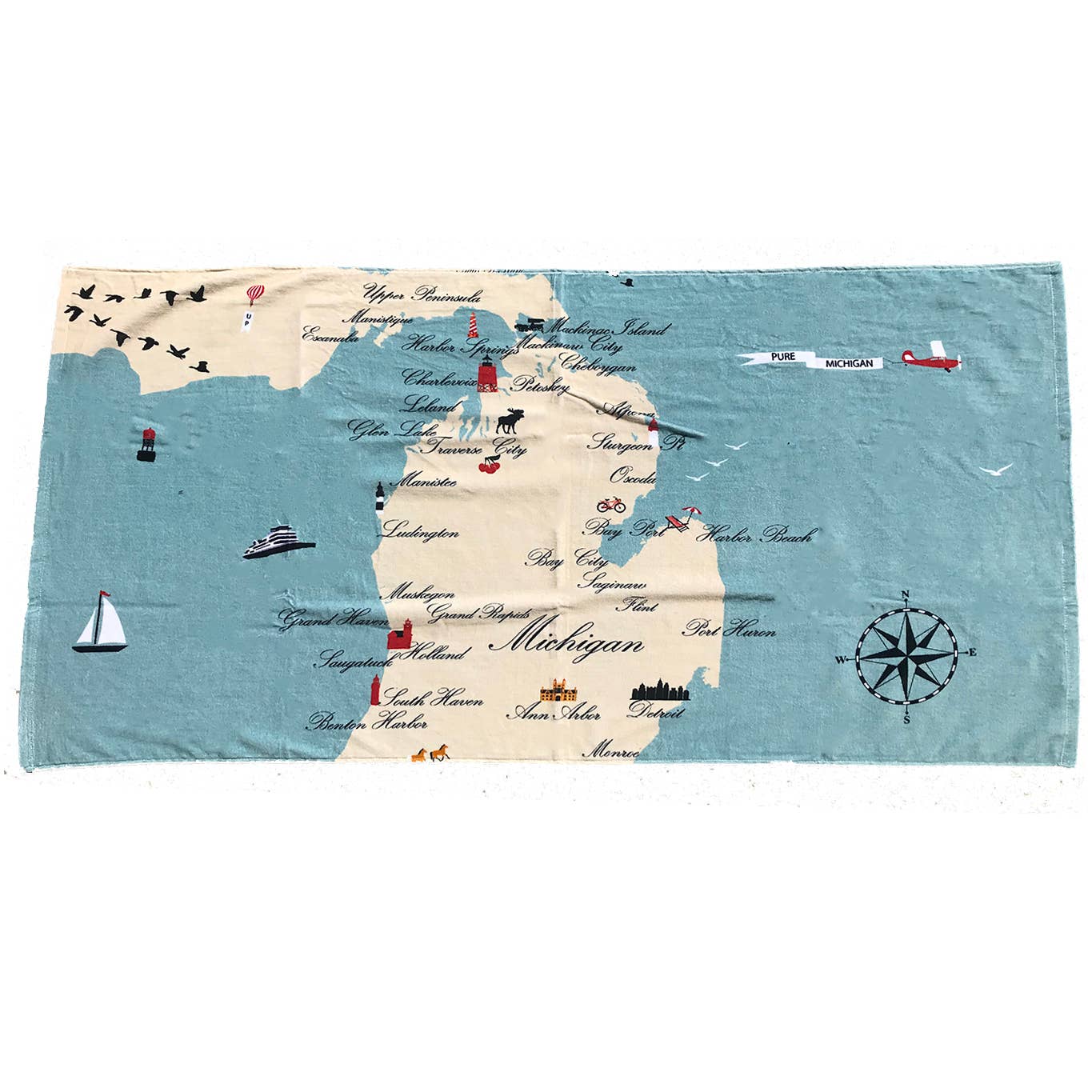 Taylor & Co.  - The Taylor Collection - Wholesale Beach Towel - Michigan Destination Beach Towels. 100% Cotton. 30x60. Min 40