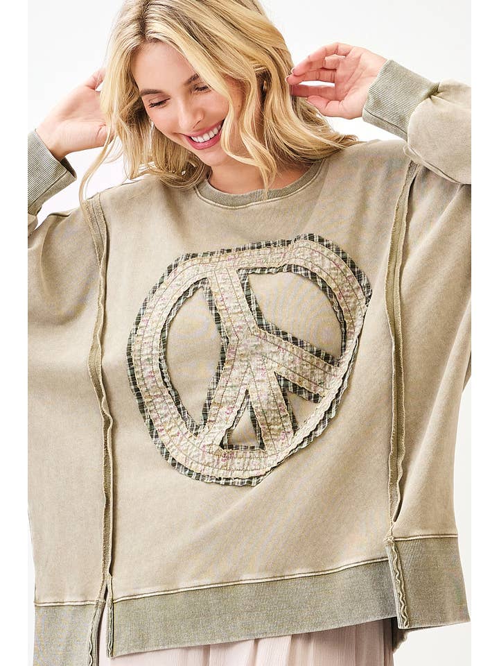 mittoshop - Vente Sweat-shirt – femme - SWEAT-SHIRT PEACE SIGN PATCH MINERAL WASH9