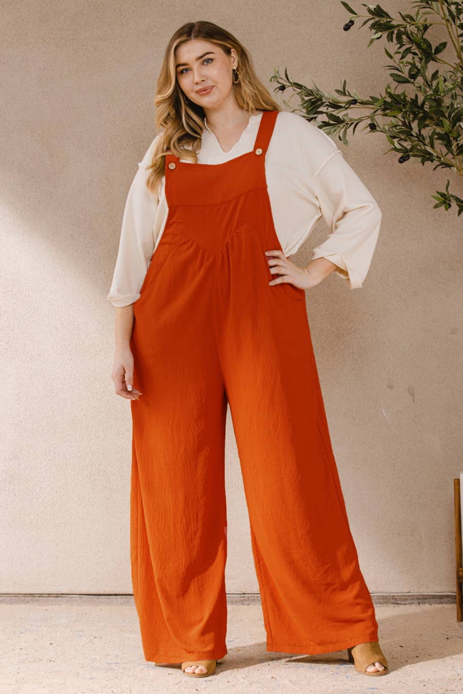 Oddi - Wholesale Jumpsuit - Women's - Plus Solid Button Sling Jumpsuit11
