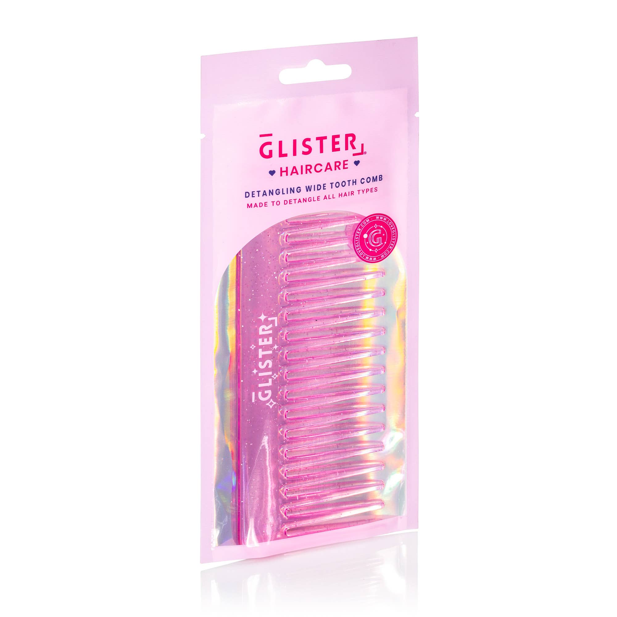 Glister - Wholesale Hair Brush/Comb - "Sparkle" Wide Tooth Detangling Comb | Glitter Finish0