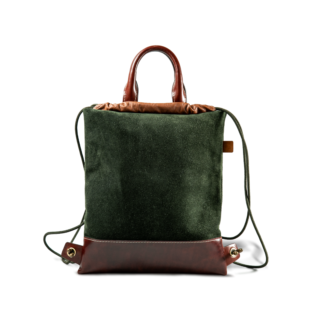Alejandra Collective - Wholesale Backpack - Unisex - Blumarino Men’s Gym Leather Bag Green & Tan 2-in-1 Unisex Ba2