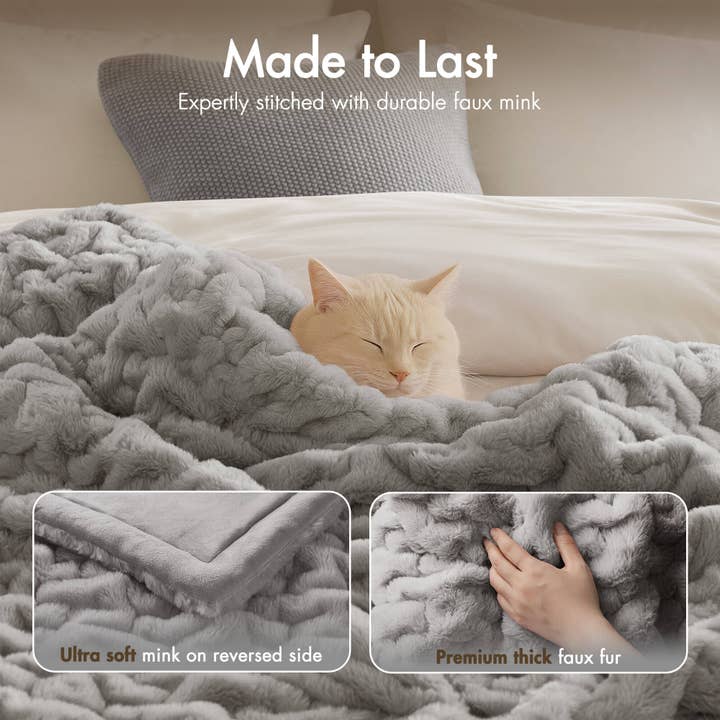 Olliix - Wholesale Throw Blanket - Soft Ruched 50x60" Throw Blanket, Grey7