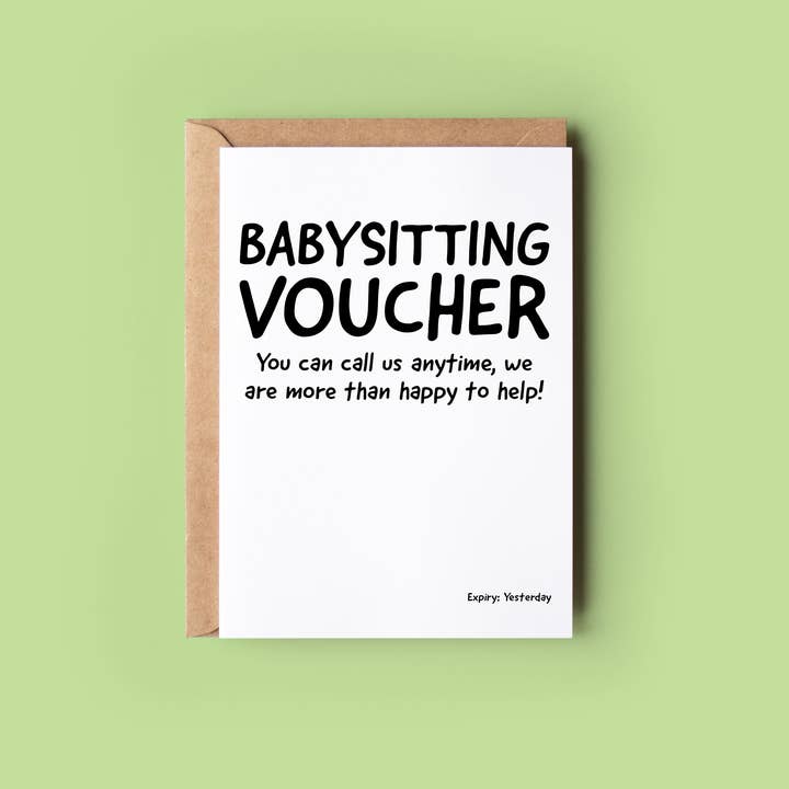 Wonky Cards – Großhandel Babykarte – Babysitting-Gutschein - Glückwunschkarte zur Geburt