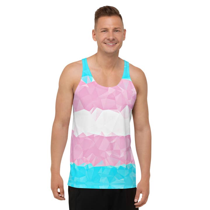 Débardeur unisexe fierté trans géométrique pour la vente par BigTexFunkadelic