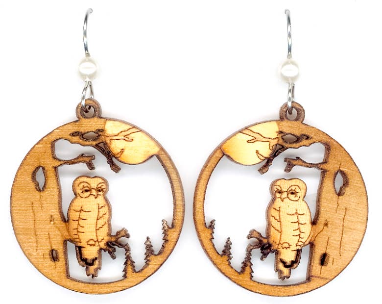 Woodcutts Inc. – wholesale Dangle earrings –  Owl Earring - Pearl0