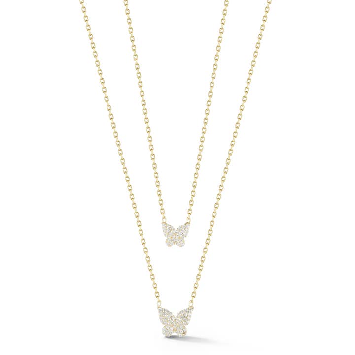Double Layer Butterfly Necklace for wholesale by Glaze Jewelry
