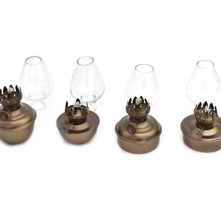 Hampton Ironworks - Wholesale Accent/Desk Lamp - Antique Brass Table Oil Lamp 5"" - Set of 4