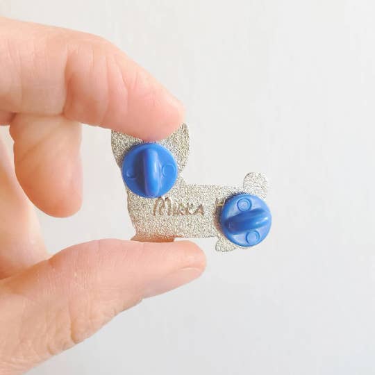 Mirka Hokkanen - Wholesale Lapel Pin/Button - Blue and Pink Corgi Dog Pin1