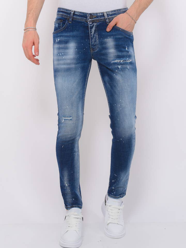 Paint Splash Ripped Jeans Men’S - Slim Fit -1071 for wholesale by Local Fanatic