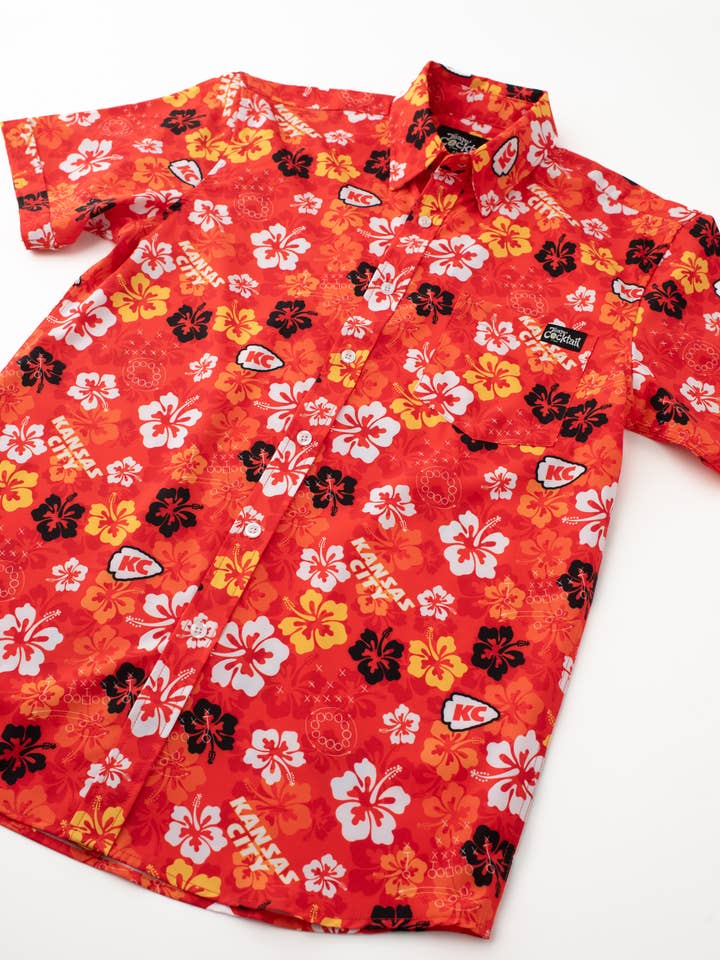 Team Cocktail - Wholesale Button Down Shirt - Unisex - Tropical Kansas City Football Unisex Button Up4