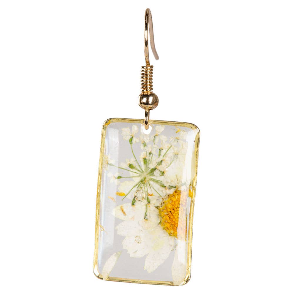 Benjamin International - Wholesale Dangle Earrings - DRIED SUNFLOWER RECANGLE EARRINGS2