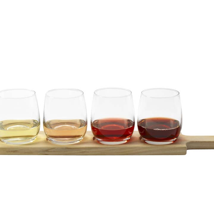 Houdini Barware - Wholesale Wine Glass - Houdini 5pc Wine Flight Tasting Board