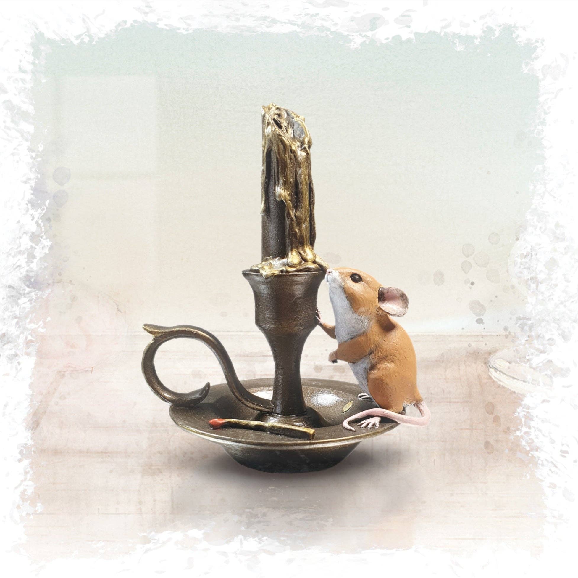 Richard Cooper Bronze - Wholesale Candle holder - Candlestick - Cold Cast Bronze Mouse (259BR)