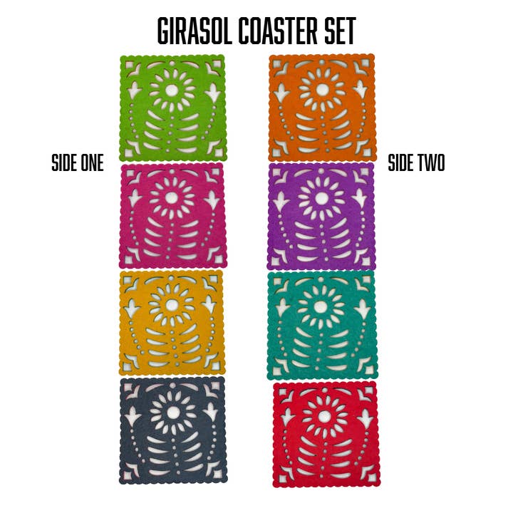 Xochico - Wholesale Coasters - Double-sided Felt "Papel Picado" Coaster Sets (Florals)1