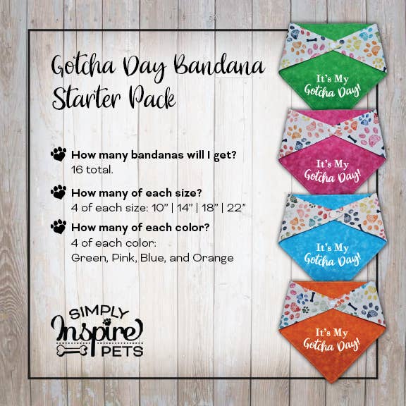 Gotcha Day Pet Bandana Starter Pack for wholesale by Simply Inspire Pets