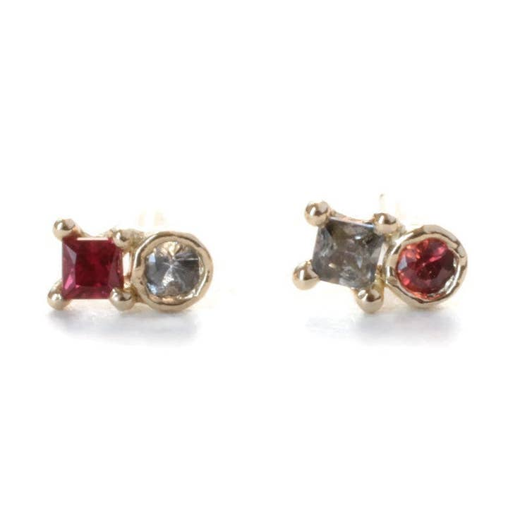 Grossist Safir Duo Stiftörhängen -E163YG-BR för wholesale av Linn.