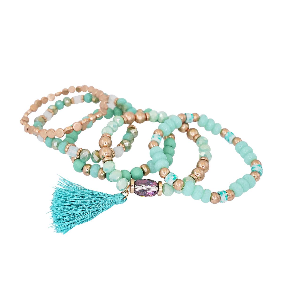 Loven x Mini Momo - Venta al por mayor Juegos de joyas - Set de pulseras elásticas apilables con cuentas y dijes de letras6