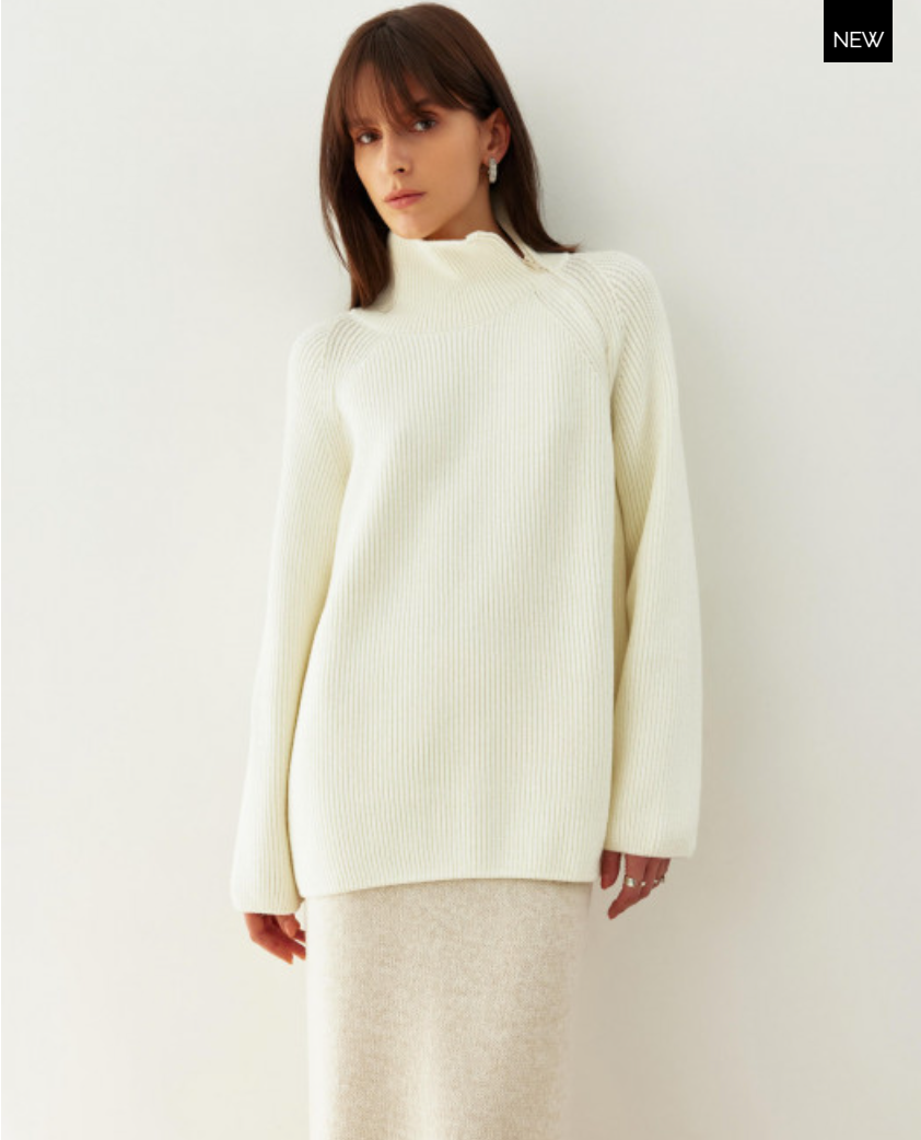 Nenya Fashion Limited – wholesale Knitted jumper – Women′s – High Neck Knitted Sweater With Side Zip Collar4