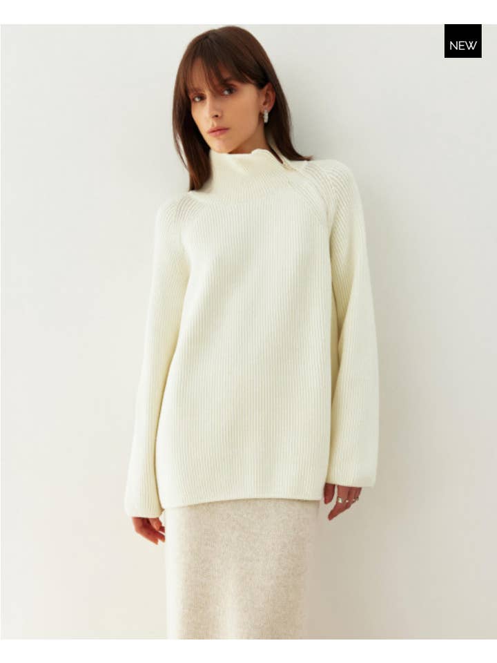 Nenya Fashion Limited - Wholesale Pullover-trui - Dames - Gebreide trui met hoge hals en zijdelingse kraag met ritssluiting4