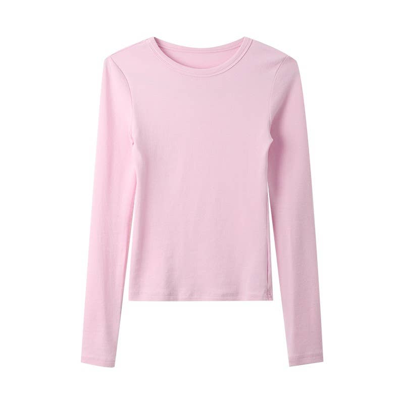 UZ Wholesale Store - Vendita all'ingrosso Top in maglia - Donna - Maglietta a maniche lunghe aderente a tinta unita11