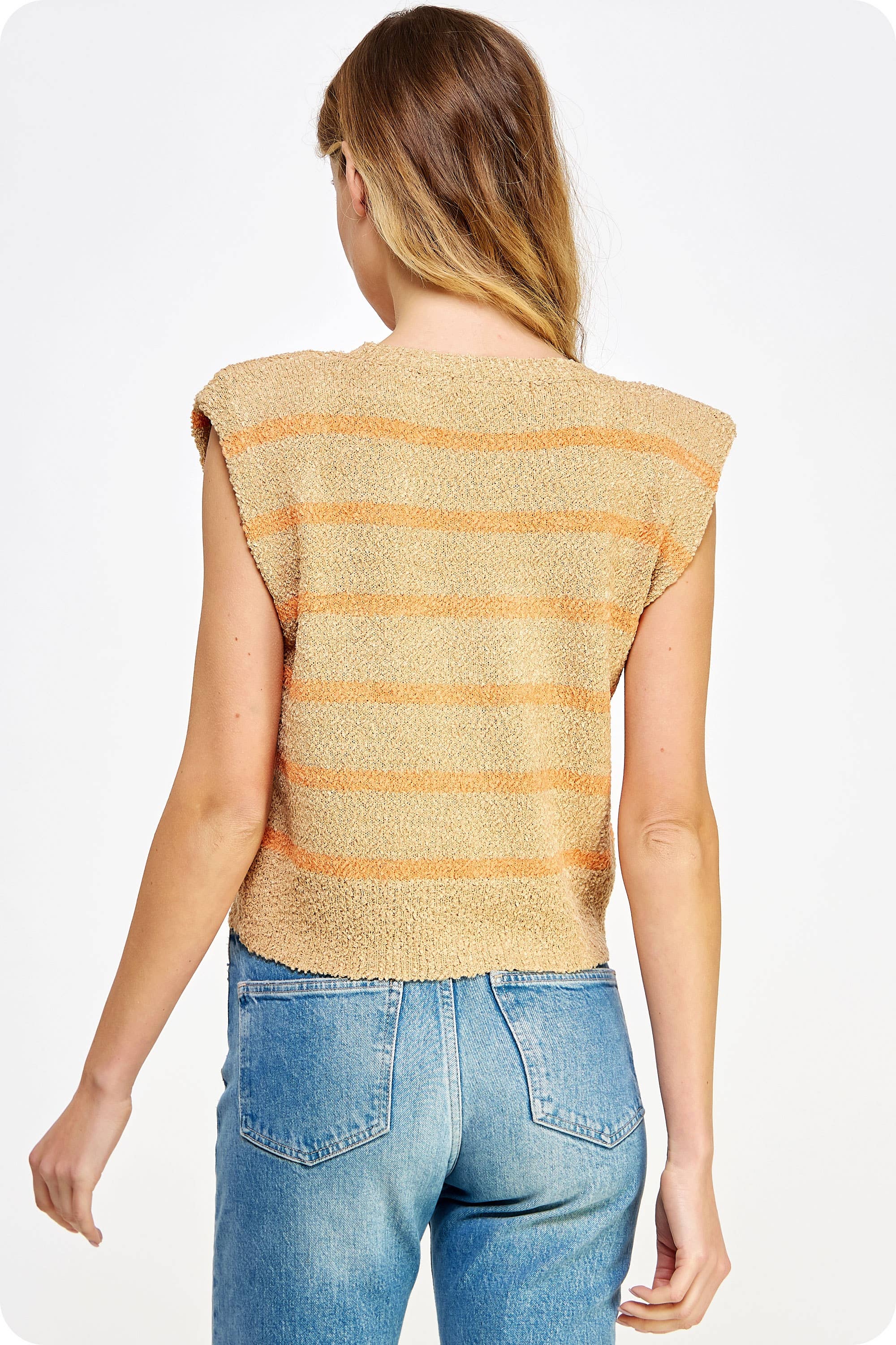 Strut & Bolt - Wholesale Tank Top - Women's - Shoulder Pad Sleeveless Textured Striped Knit Top24