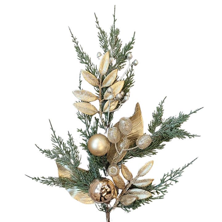 Cedar Mixed Metallic Leaves Spray 22” for wholesale by David Christopher's Collection