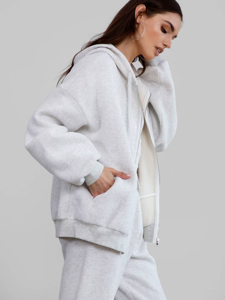 TICTOC - Wholesale Hoodie - Women's - UNIVERSITY Oversized Loose Fit Zip Up Hoodie