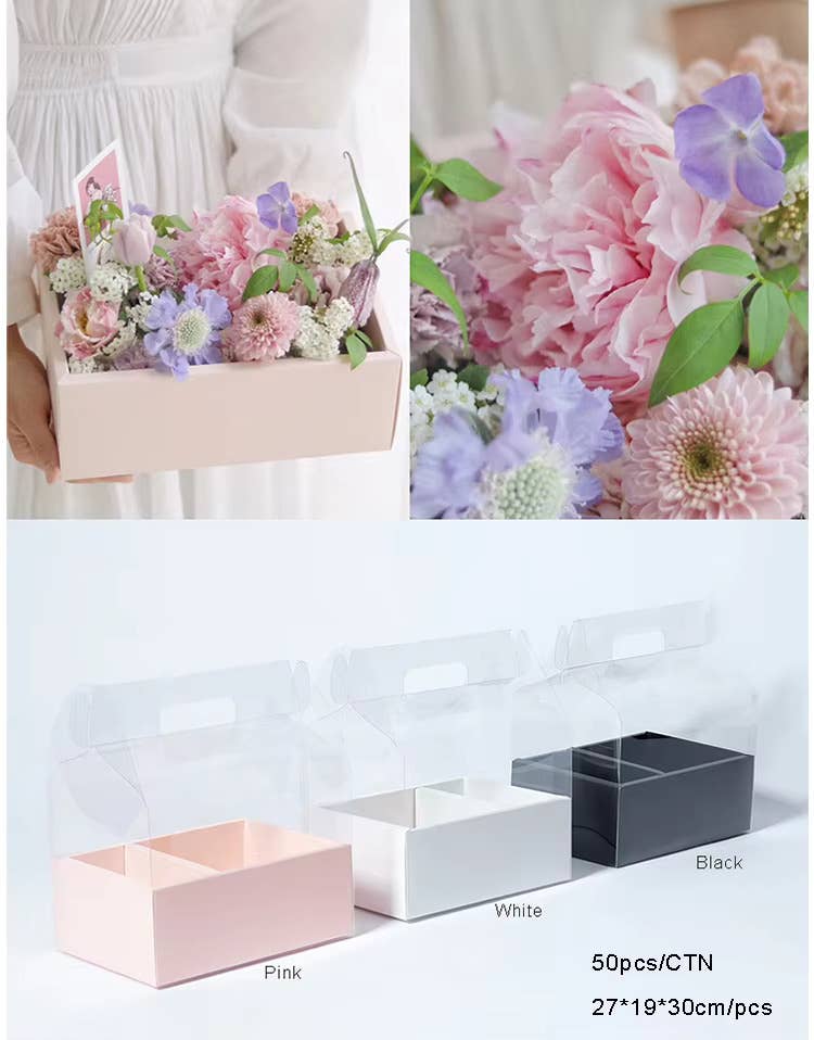 Elegant Design Supply - Wholesale Gift Box - Transparent Flower Gift Box with Handle5