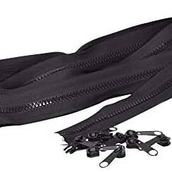 Plastic Zipper by The Yard Bulk 5 Yard Black Zipper Roll for Sewing, Replacement, Upholstery with 10 Sliders, Size 5 Coil; by Mandala Crafts for wholesale on Faire6