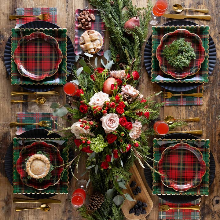 My Mind’s Eye - Wholesale Disposable Napkin - PLD1239 - Green Christmas Plaid Dinner Napkin1