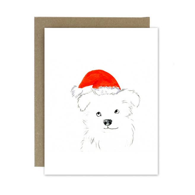 Lykønskningskort --- Feriehund i Santa Hat for engroshandel hos Chloe & Helen