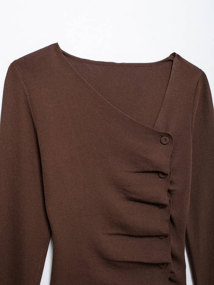 Katinki - Wholesale Blouse - Women's - Asymmetrical Buttoned Long Sleeve Top5