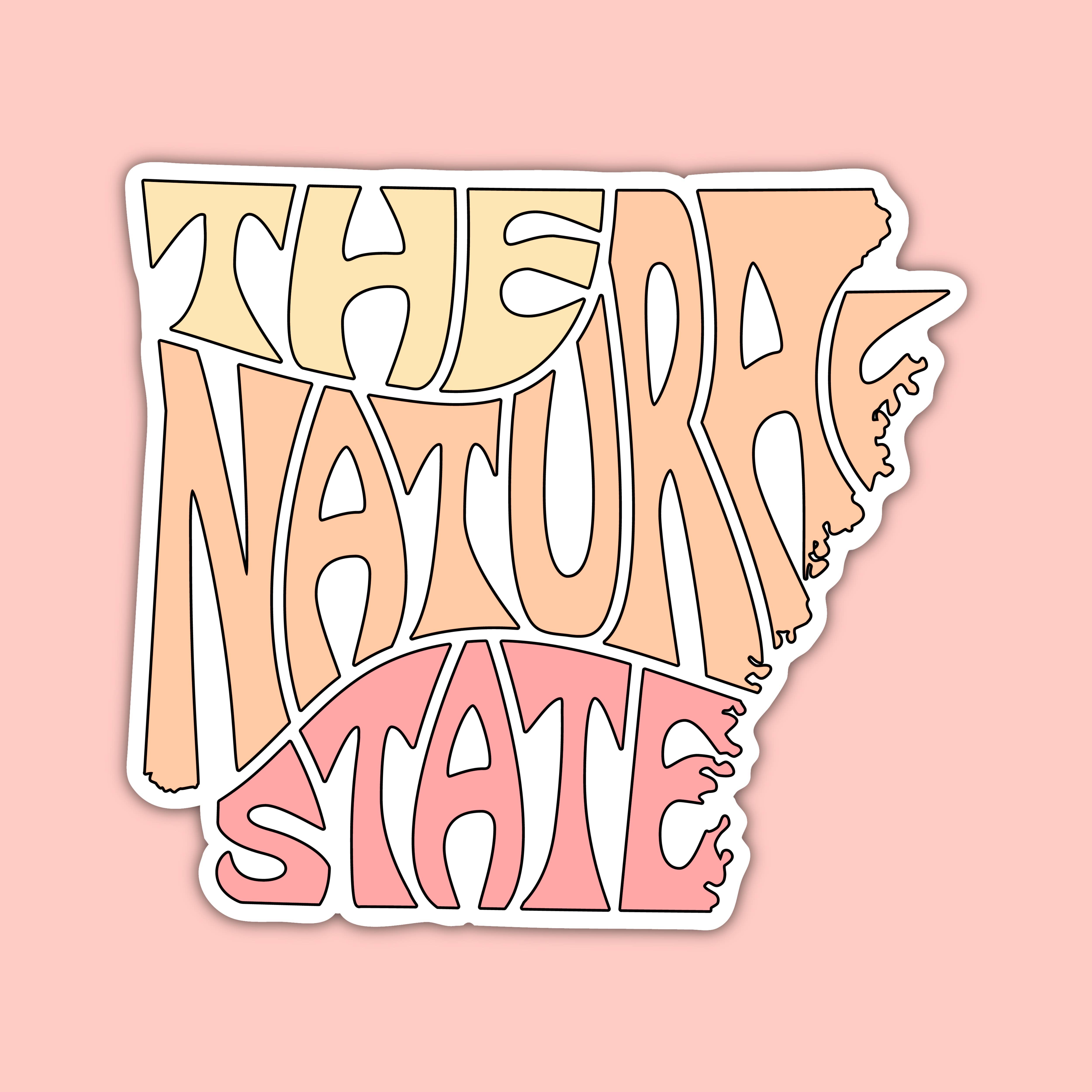 The State Stickers - Vente Autocollant - Autocollant de surnom de l'Arkansas - L'état naturel (pêche)