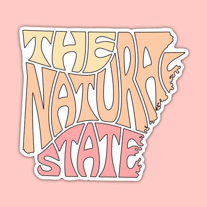 The State Stickers - Vente Autocollant - Autocollant de surnom de l'Arkansas - L'état naturel (pêche)0