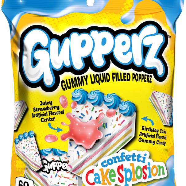 Grandpa Joe's Candy Shop - Wholesale Gummy - Gupperz Confetti Cakesplosion Liquid Filled Gummies 12ct