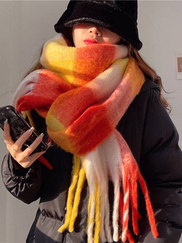 StyleGalX - Wholesale Scarf - Women's - Fashion Keep Warm Tasseled Checkered Shawl&Scarf2