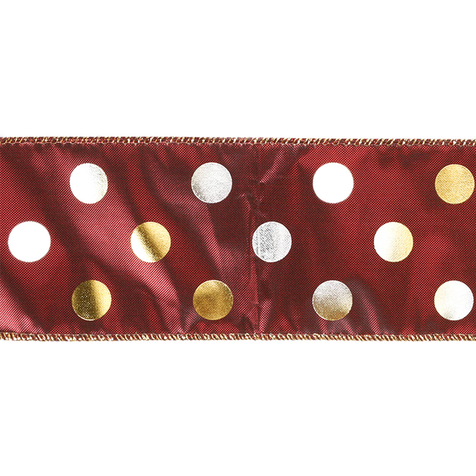 LA Ribbons Wholesale - Wholesale Ribbon - Gift Wrapping - 2 1/2" Holiday Wired Ribbon | Rust Lame w/ Metallic Dot | 10 Yard Roll1