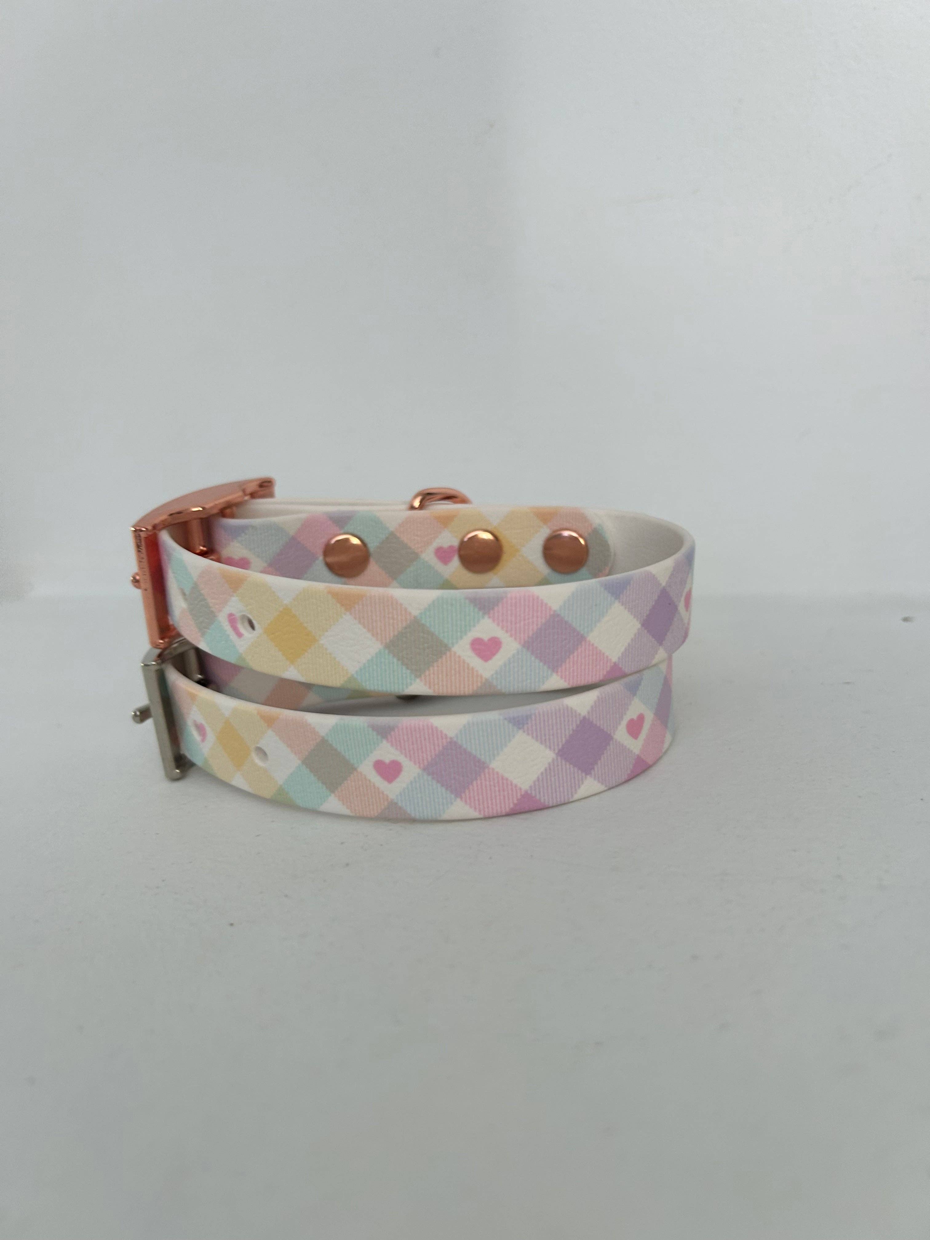 Puppies & Pom Poms - Vente Collier – chien - Collier pour chien artisanal pastel vichy étanche11
