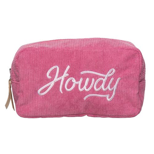 Howdy Corduroy Cosmetic Bag for wholesale by Totalee Gift