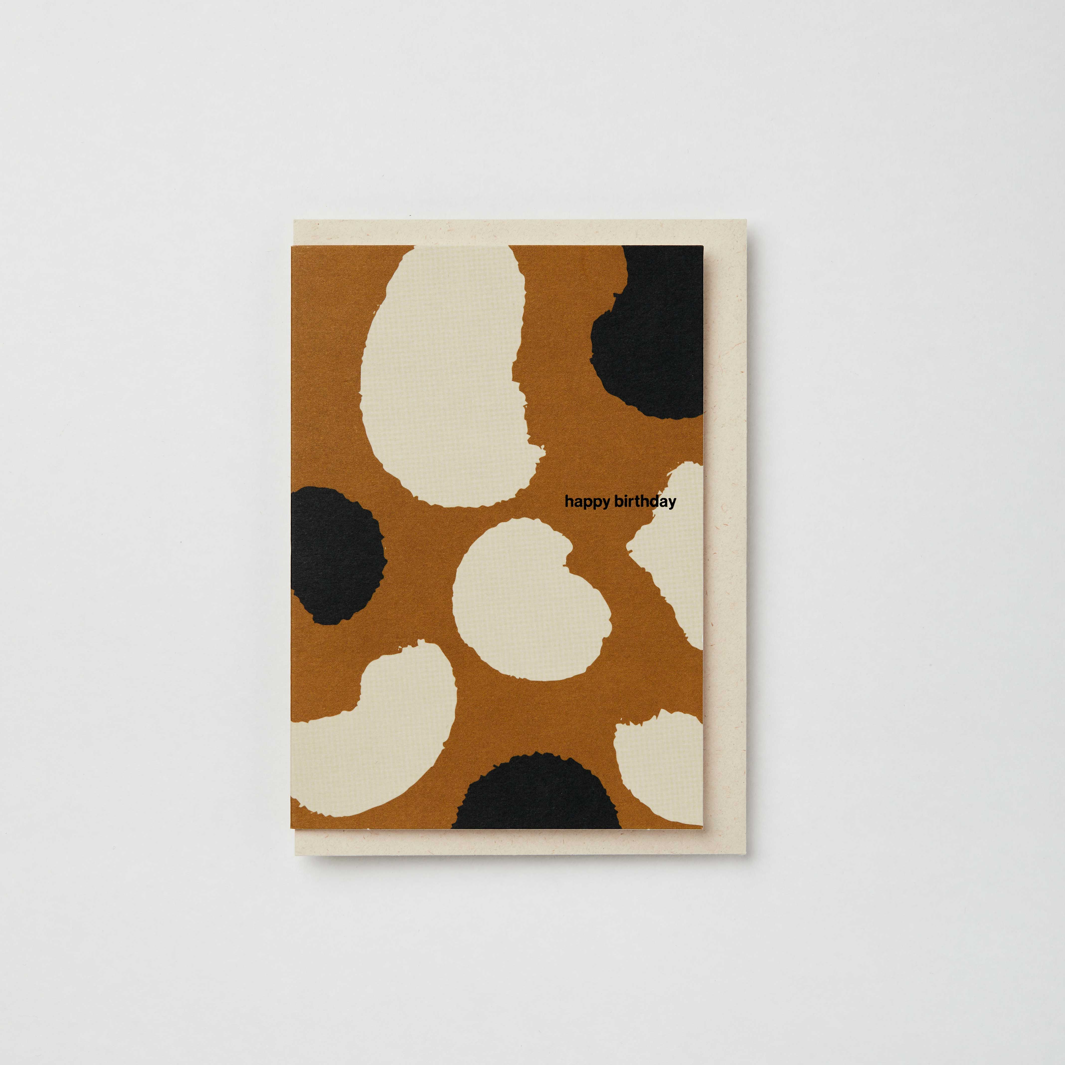 Kinshipped – Großhandel Geburtstagskarten – Geburtstagskarte mit Tierdruck in Schwarz, Braun und Creme1