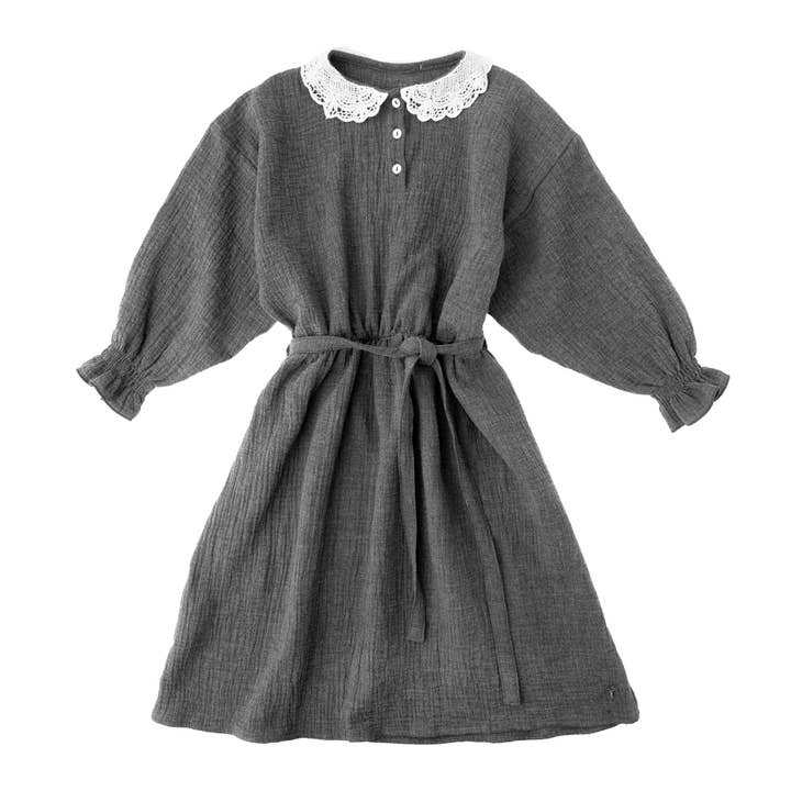 Double Fabric Dress With Lace Collar W33022 for wholesale by Tocoto Vintage