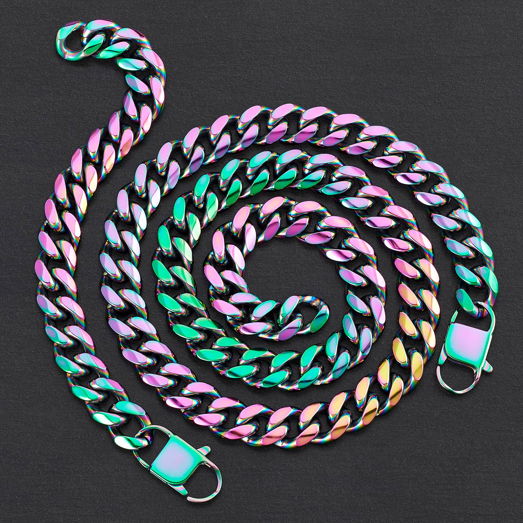 Multicolore Ensemble de chaînes gourmette en acier inoxydable poli 14 mm en vente sur Faire1