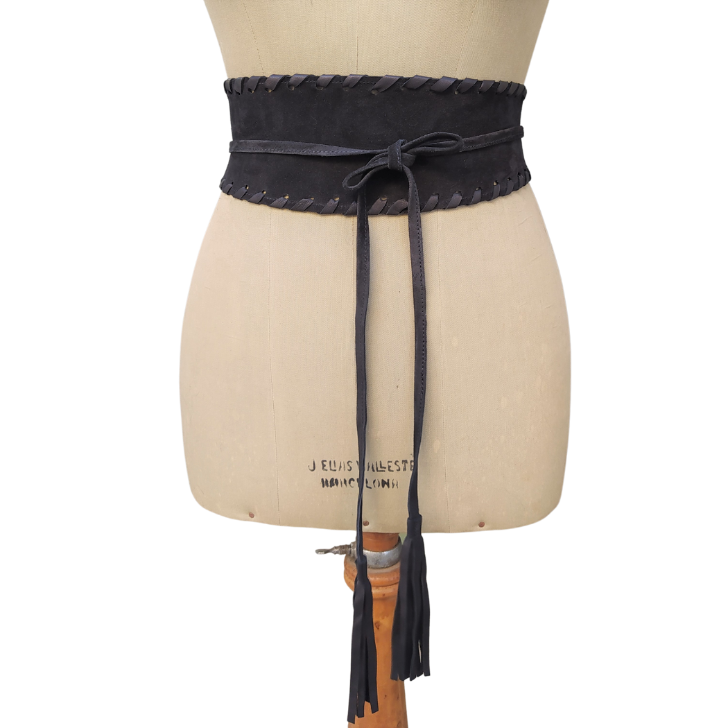 JUAN·JO GALLERY      (Leather Gallery, SCP) – Engroshandel Bælte - Dame – Boho-style bælte i ruskind med bindebånd - Brun6