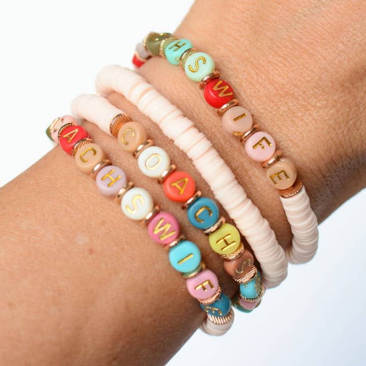 Two and Crew - Wholesale Beaded Bracelet - CUSTOM jewelry Sports TEAM letter personalized bracelet