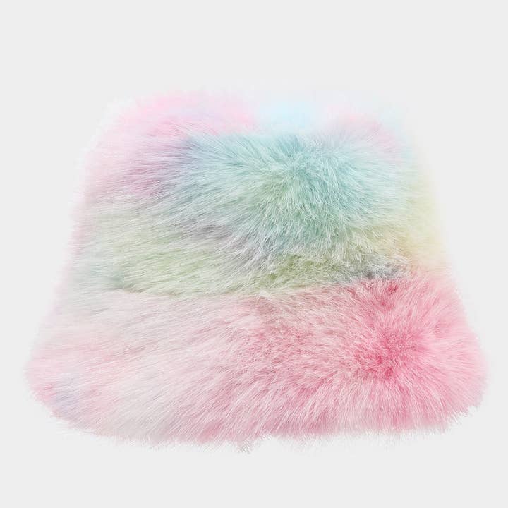 DOUBLJU - Wholesale Bucket Hat - Women's - COLOR GRADIENT TIE-DYE FAUX FUR FISHERMAN HAT_CWAH05054